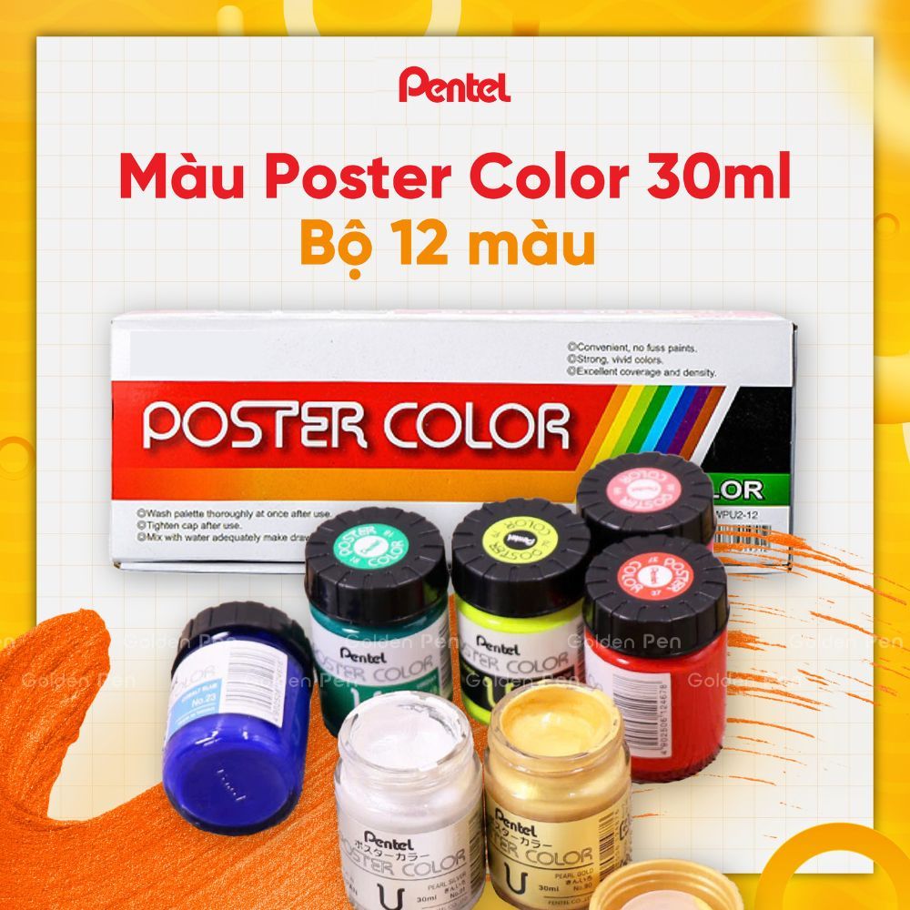 Ảnh Màu Poster Pentel WPU – Màu Vẽ Pentel 30ml Tươi Sáng, Dễ Pha Chồng Màu, Vẽ Đa Chất Liệu 1