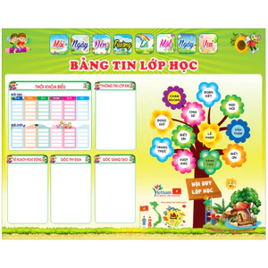 Bảng tin lớp kích thước khổ to in bạt - Trang trí lớp học