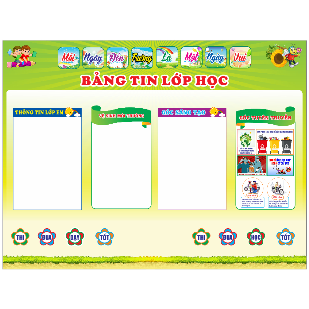 Bảng tin lớp kích thước khổ to in bạt - Trang trí lớp học
