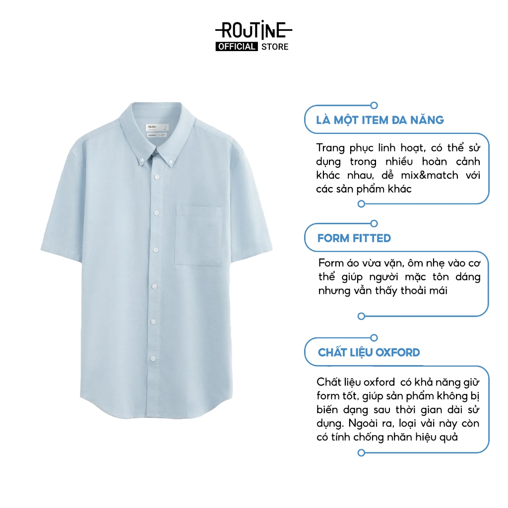 Ảnh Áo Sơ Mi Nam Tay Ngắn Oxford Form Fitted - Routine 10S25SHS002 2