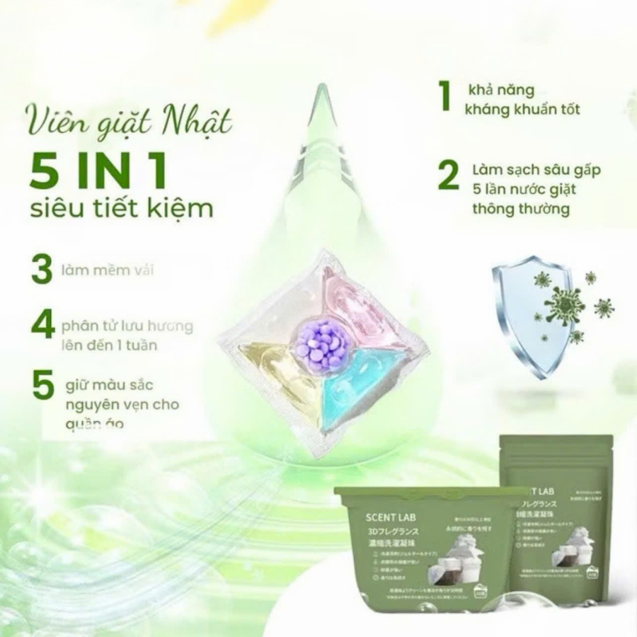 Product image Viên giặt Scentlab 5in1 Nhật Bản sạch nhanh quần áo và lưu hương bền lâu - 30 viên 2