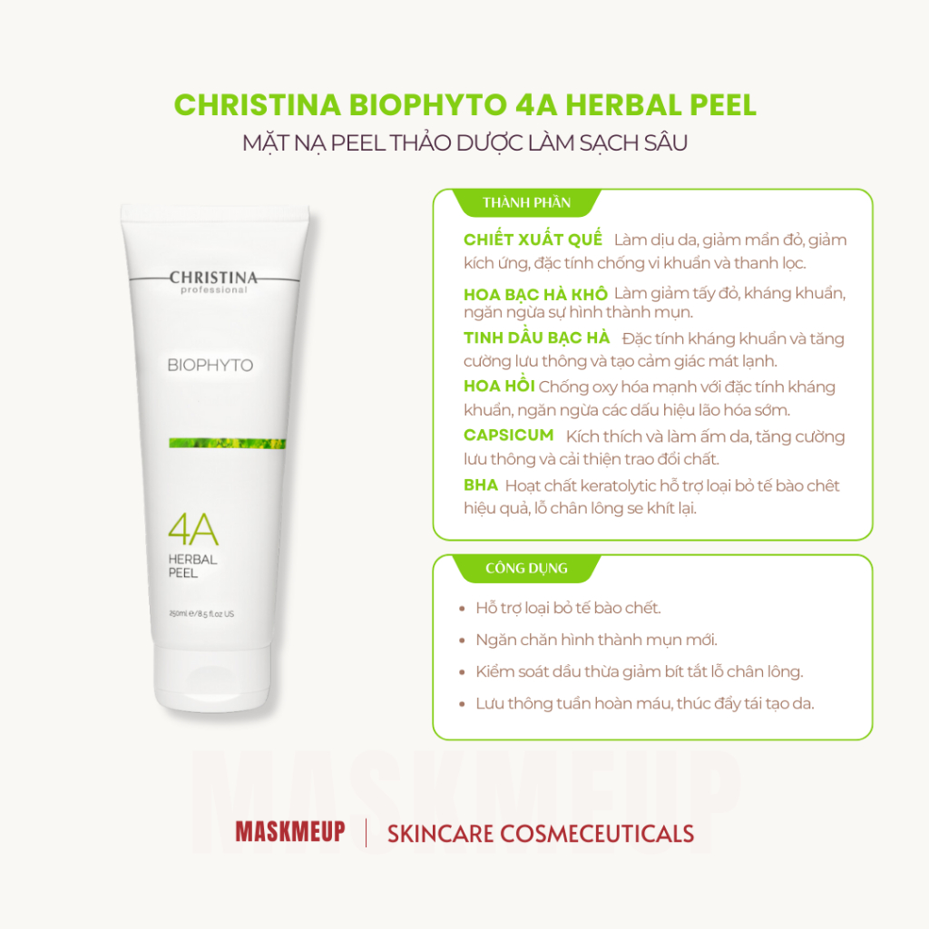 Mặt nạ thảo dược Christina Herbal Peel 4A làm sạch sâu detox da