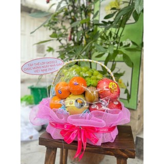 [ HOẢ TỐC ] [ JENNY FRUIT ] Giỏ quà tặng trái cây kèm bông BT170 -  tặng kèm túi và in bảng theo nhu cầu