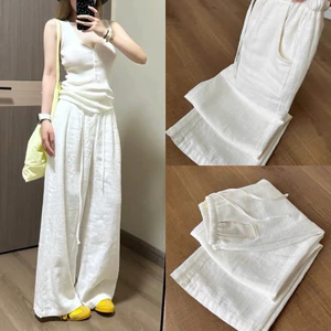Quần suông ống thẳng chất LINEN BAMBOO nhẹ mát mỏng (KHÔNG LỘ HỞ) - ẢNH THẬT + VIDEO SHOP TỰ QUAY . Mã q301