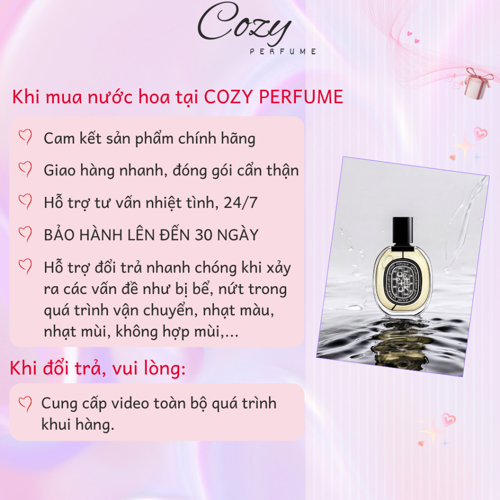 Nước hoa unisex Diptyque Orpheon Chiết 5ml/10ml Hương thơm Hấp dẫn Quyến rũ Sang trọng-Cozy Perfume
