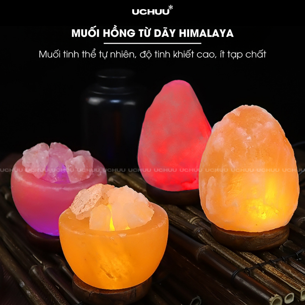 Đèn Đá Muối UCHUU Đèn Muối Hồng Himalaya Cải Thiện Giấc Ngủ Làm Sạch Không Khí Trang Trí Decor | BigBuy360 - bigbuy360.vn