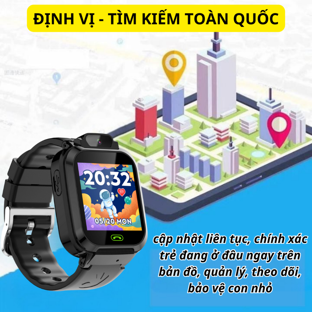 Đồng Hồ Thông Minh Lắp Sim - Q20, Định Vị, 4G, cho Trẻ Em Học Sinh ...