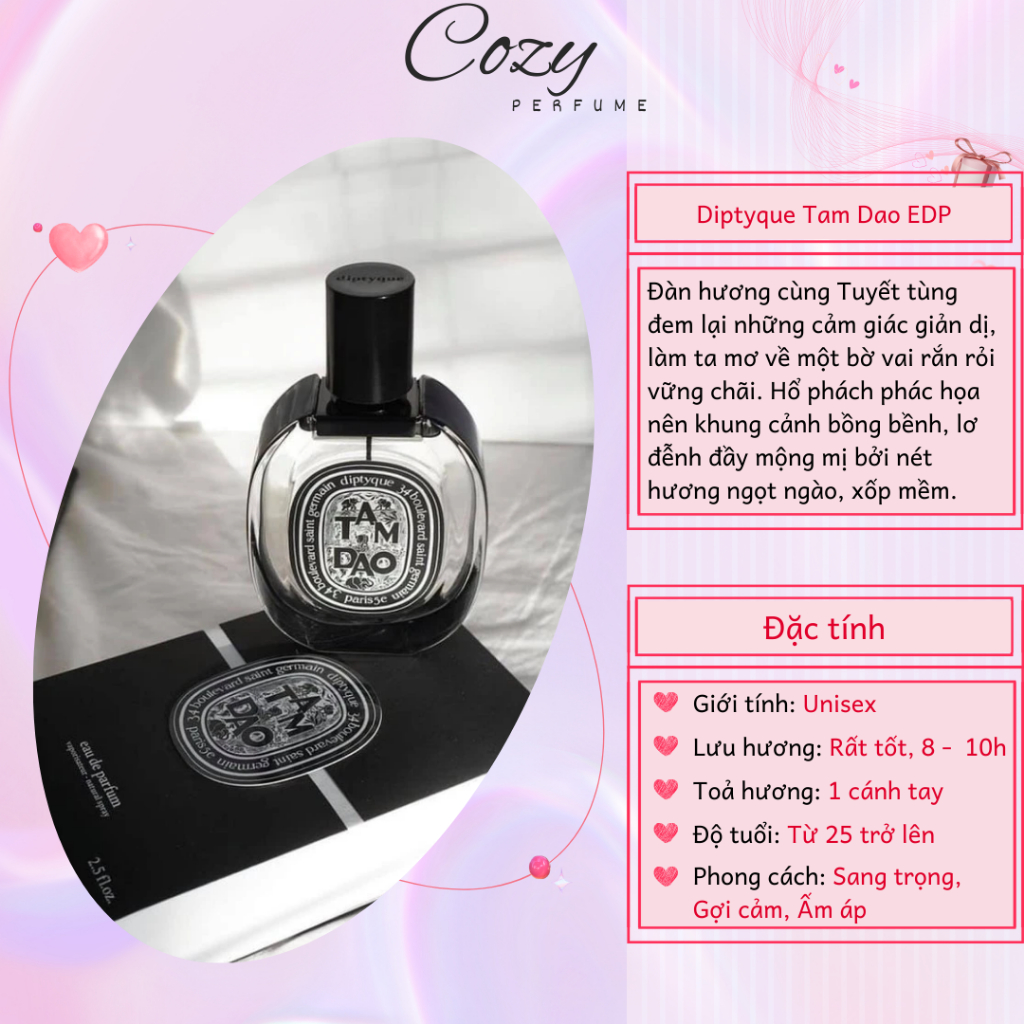 Nước hoa unisex Diptyque Tam Dao EDP Chiết 5ml/10ml Hương thơm Sang trọng, Ấm áp - Cozy Perfume
