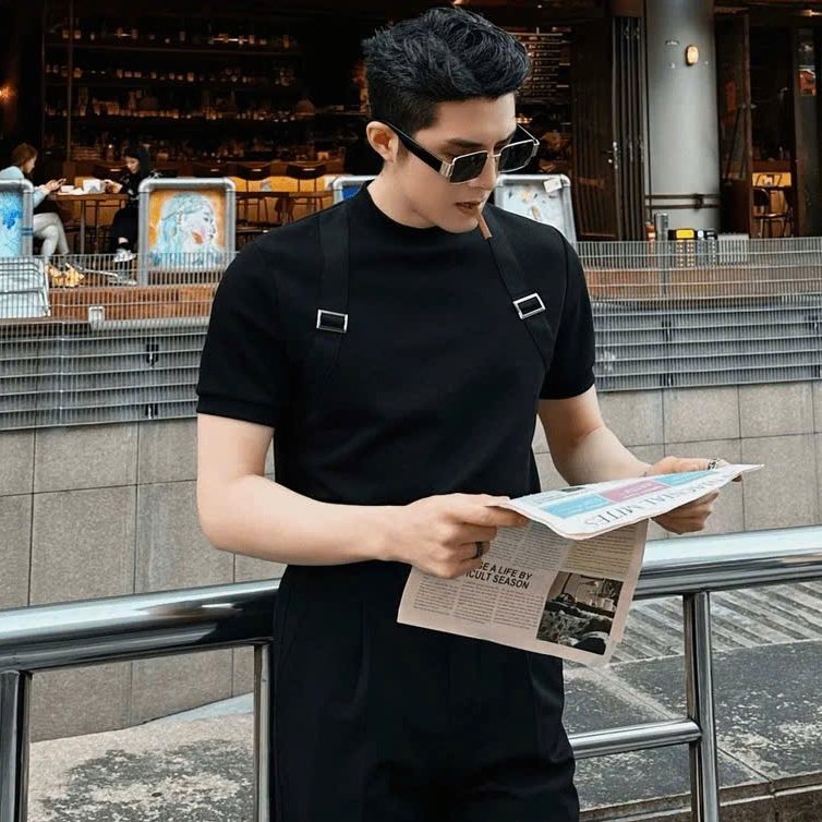Áo thun Nam LINE PAD Cổ Tròn MENSWEAR - Cotton 250MSG, Regular Fit, Tôn Vai, Hack Dáng- SHINGHAI