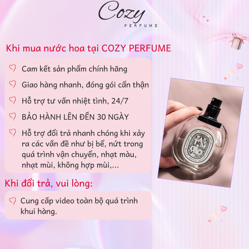 Nước hoa unisex Diptyque Tam Dao EDT Chiết 5ml/10ml Hương thơm Sang trọng, Gợi cảm - Cozy Perfume
