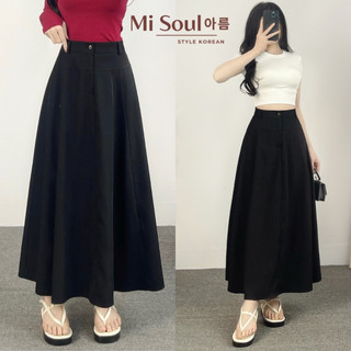Chân Váy MiDi MiSoul Dáng Dài Xếp Ly Chiết Eo Cạp Cao Xòe Bồng BigSize Cúc Dừa Thanh Lịch 389