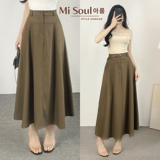 Chân Váy MiDi MiSoul Dáng Dài Xếp Ly Chiết Eo Cạp Cao Xòe Bồng BigSize Cúc Dừa Thanh Lịch 389