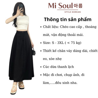 Chân Váy MiDi MiSoul Dáng Dài Xếp Ly Chiết Eo Cạp Cao Xòe Bồng BigSize Cúc Dừa Thanh Lịch 389