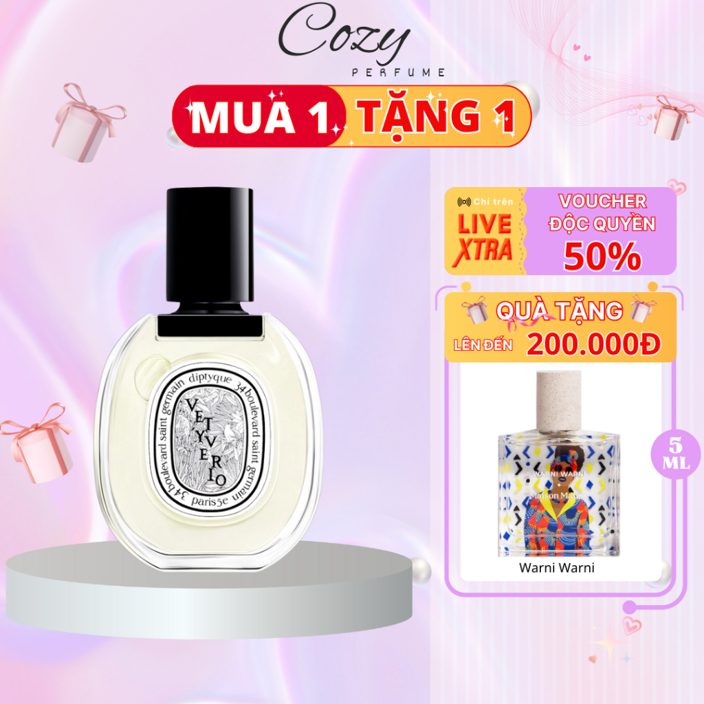 Nước hoa unisex Diptyque Vetyverio EDT Chiết 5ml/10ml Hương thơm Sang trọng Nhẹ nhàng - Cozy Perfume