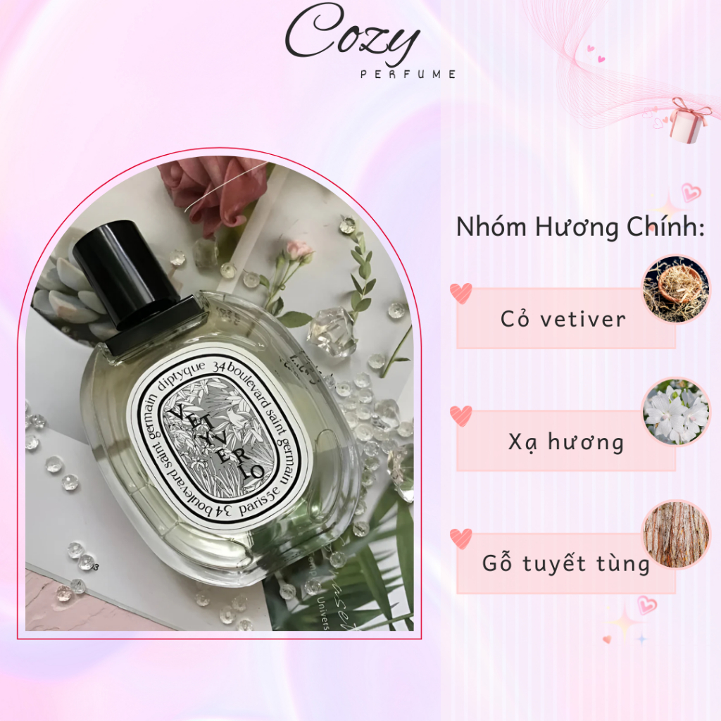 Nước hoa unisex Diptyque Vetyverio EDT Chiết 5ml/10ml Hương thơm Sang trọng Nhẹ nhàng - Cozy Perfume