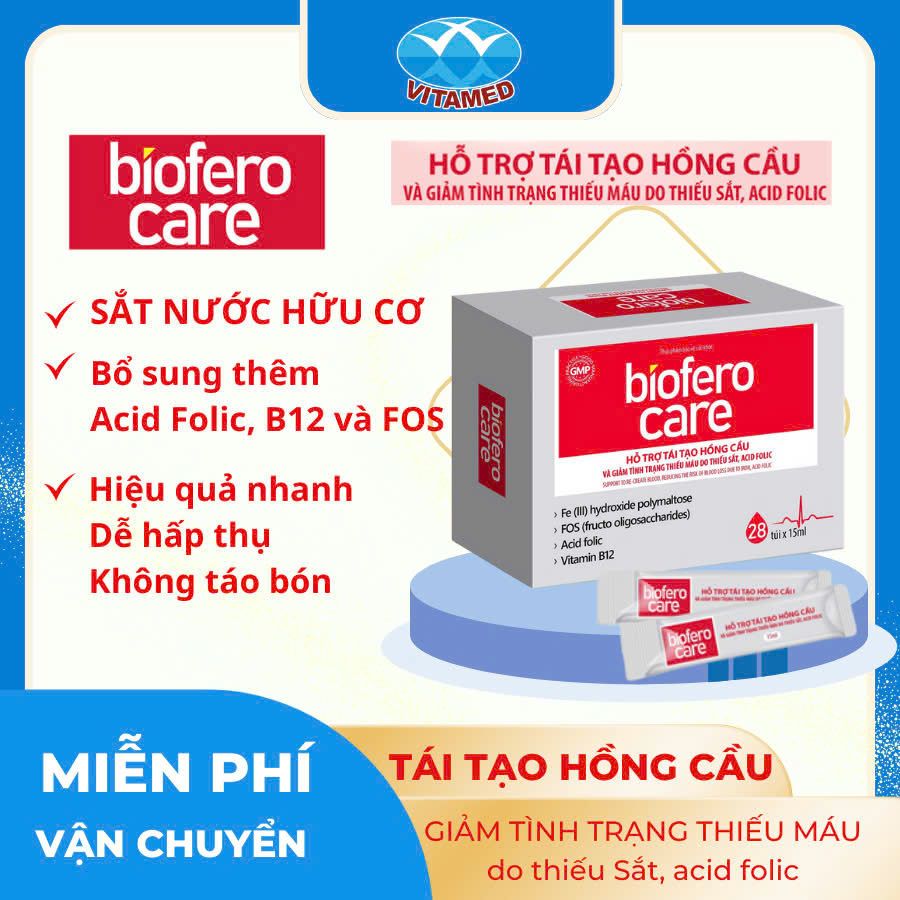 [ Mua 1 Tặng 1 ] Biofero Care - Sắt Bà Bầu Hỗ Trợ Tạo Hồng Cầu Hộp 28 Gói * 15 ML