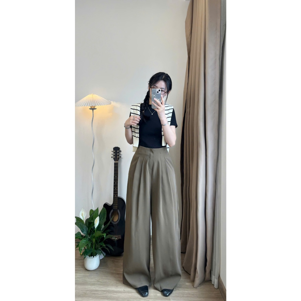 Quần tây công sở Joolate ống rộng suông culottes nữ xếp ly chất GOLD hàn cao cấp, lên dáng chuẩn