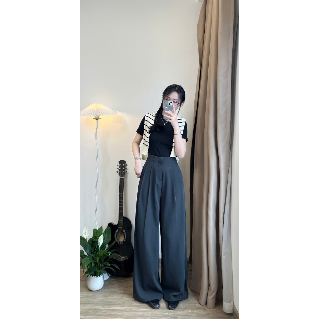 Quần tây công sở Joolate ống rộng suông culottes nữ xếp ly chất GOLD hàn cao cấp, lên dáng chuẩn