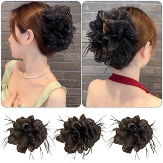 Kẹp tóc hàn quốc họa tiết đính đá lông vũ nhiều lớp D4