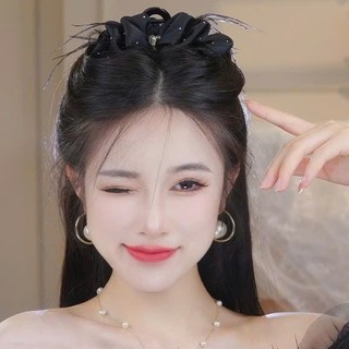 Kẹp tóc hàn quốc họa tiết đính đá lông vũ nhiều lớp D4