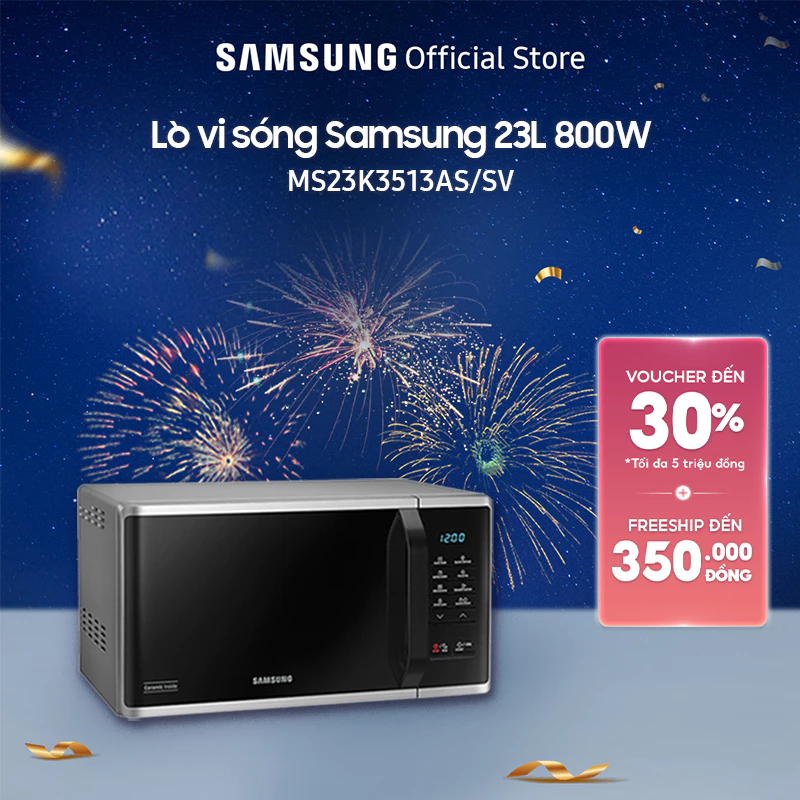 [NHẬP SSDA152 GIẢM THÊM 15%] Lò vi sóng Samsung MS23K3513AS 23L 800W