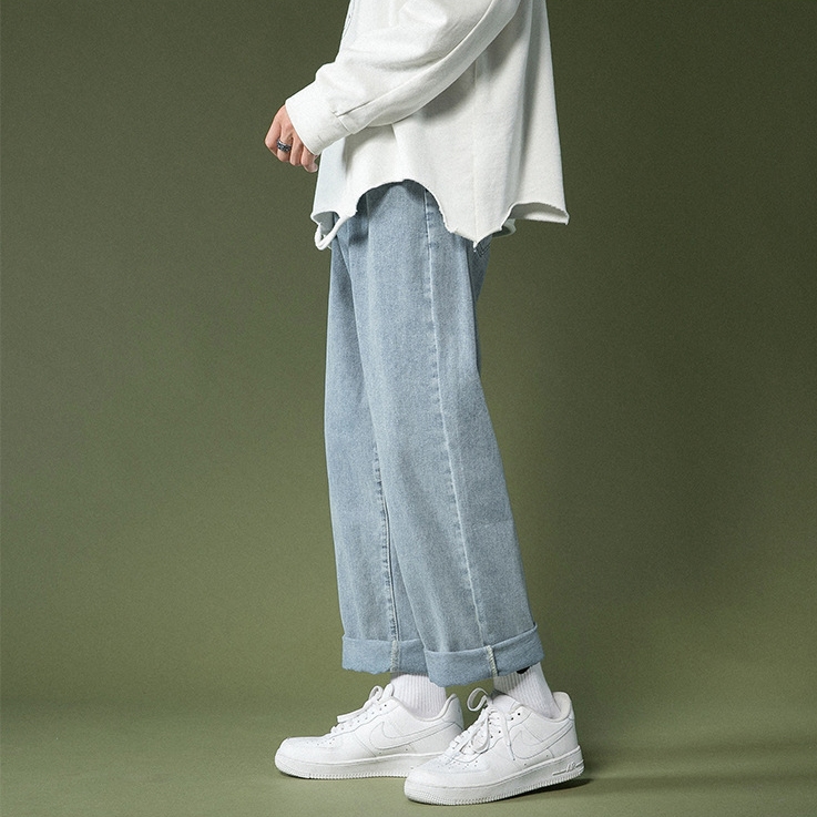 Quần Jeans Baggy Nam Ống Suông Form Rộng Màu Xanh, Đen Vải Bò Dày Dặn Halley D12