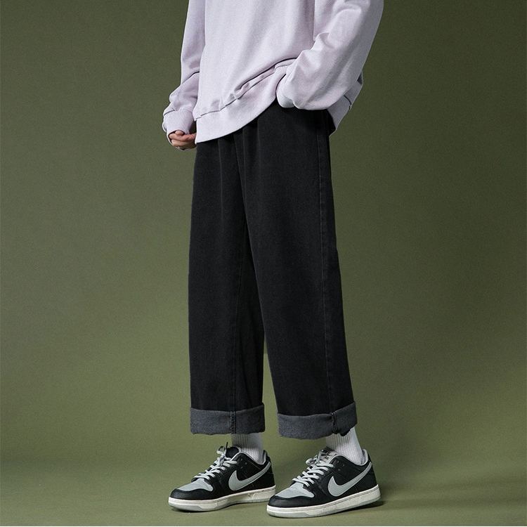 Quần Jeans Baggy Nam Ống Suông Form Rộng Màu Xanh, Đen Vải Bò Dày Dặn Halley D12