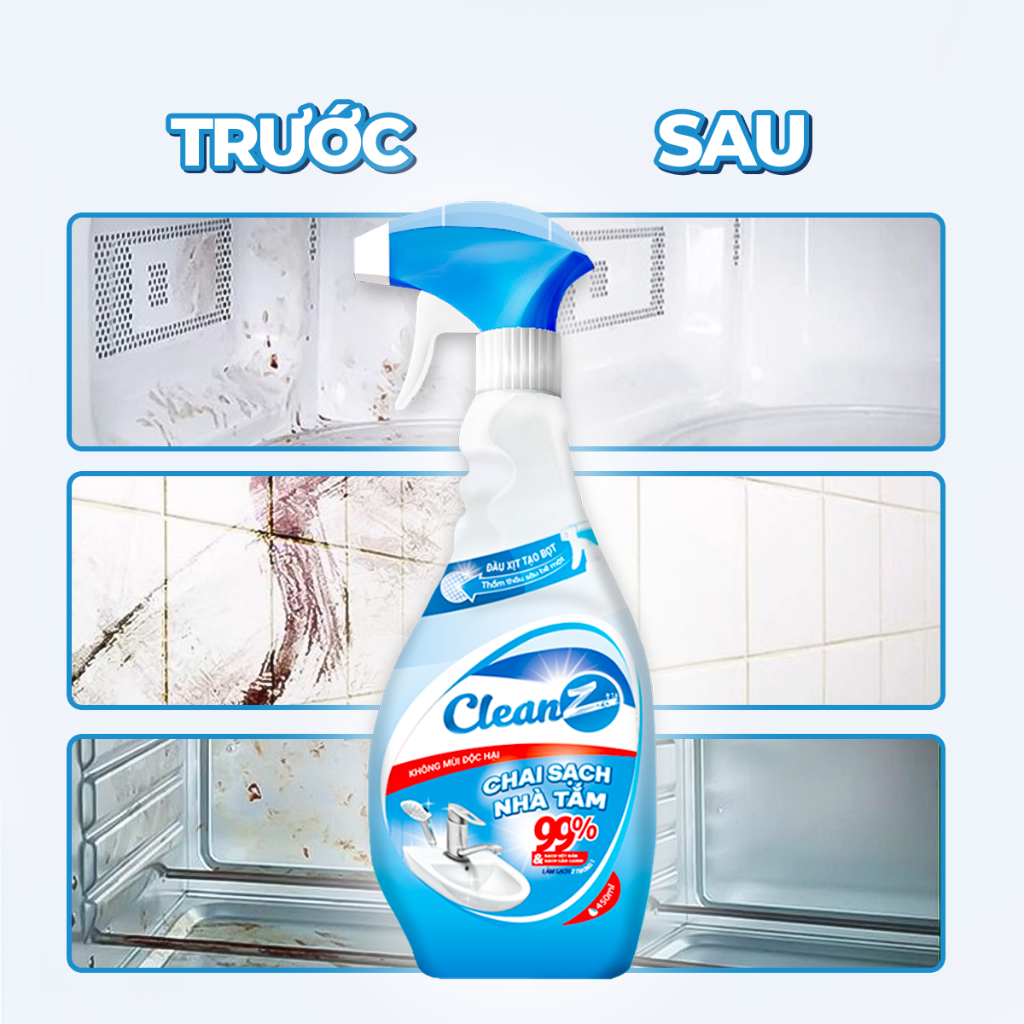 Ảnh Xịt Sạch Nhà Tắm Đa Năng CLEANZ Vệ Sinh Nhà Tắm Chống Ăn Mòn Inox Vệ Sinh Vòi Rửa,Vòi Sen,Vách Kính 4