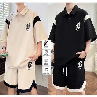 Bộ Thể Thao Nam Nữ Mùa Hè Áo Cổ Bẻ Quần Short Có Khóa Túi Khỏe Khoắn, Bộ POLO Nam, Sét Đồ Nam Mùa Hè