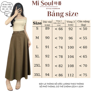 Chân Váy MiDi MiSoul Dáng Dài Xếp Ly Chiết Eo Cạp Cao Xòe Bồng BigSize Cúc Dừa Thanh Lịch 389