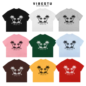 Áo Thun Local Brand VIBESTU Coconut - Áo Thun Boxy Form Rộng Unisex 250Gsm 100% Cotton