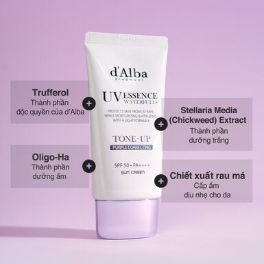 Kem Chống Nắng d'Alba Waterfull Tone-Up Purple Correcting Sun Cream SPF50+ PA++++ 50ml
