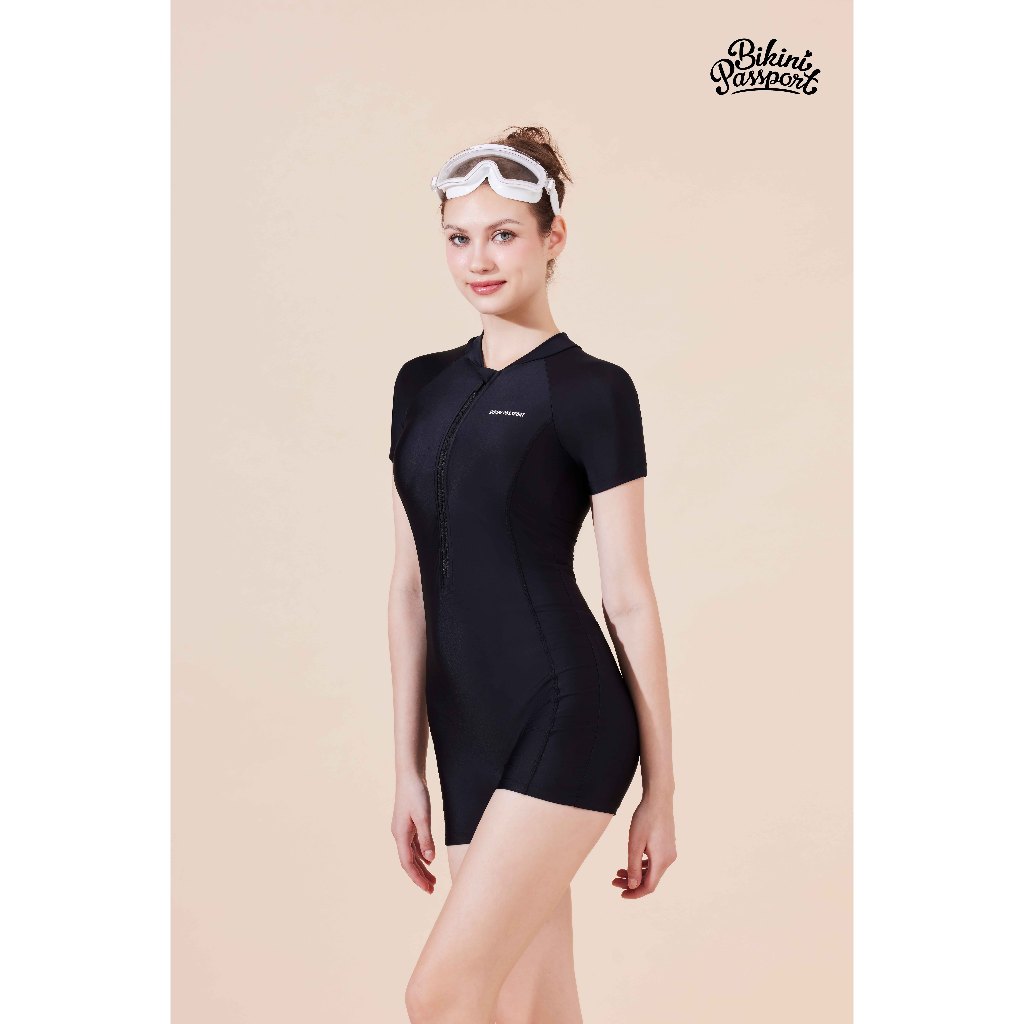 Ảnh Đồ bơi NỮ BIKINI PASSPORT kiểu Một mảnh quần short, áo tay ngắm có khóa - màu Đen - BS400_BL 3