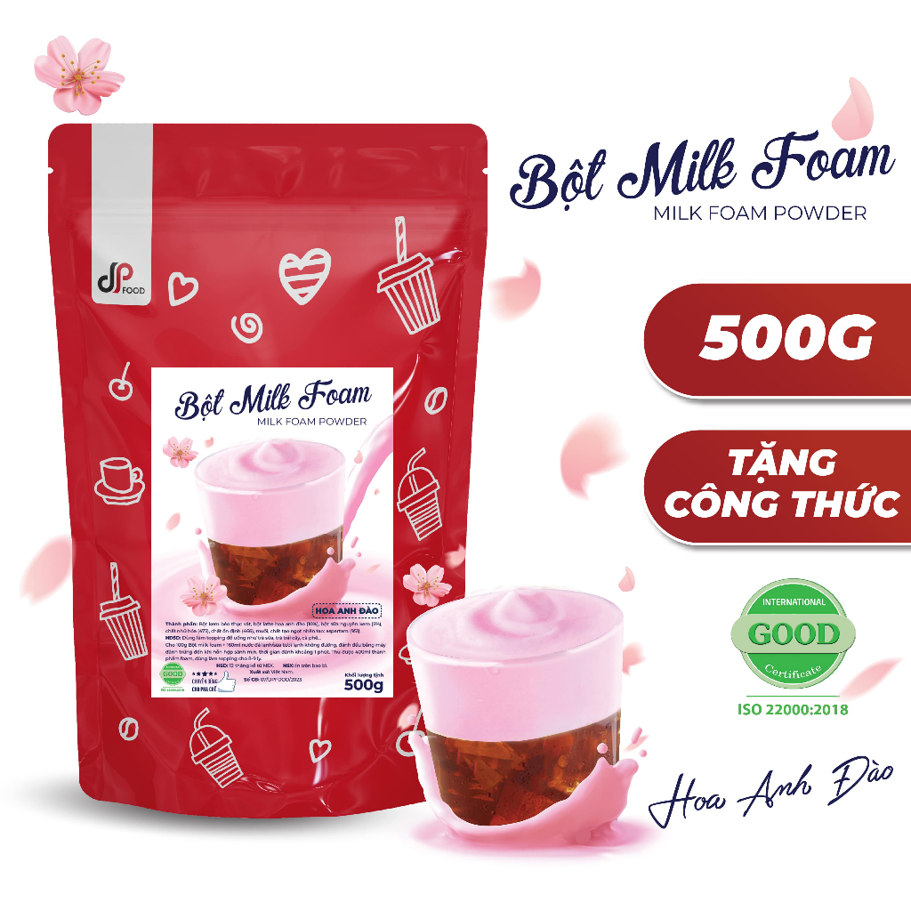 Bột Milk Foam Hoa Anh Đào DPFOOD 500G – Thơm Béo Đậm Đà – Làm Trà Sữa, Cà Phê, Sốt Chấm Bánh