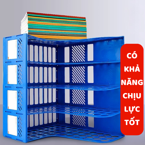 Kệ đựng sách - khay kệ đựng tài liệu văn phòng - Kệ đựng tài liệu để bàn A4 văn phòng phẩm 4 ngăn