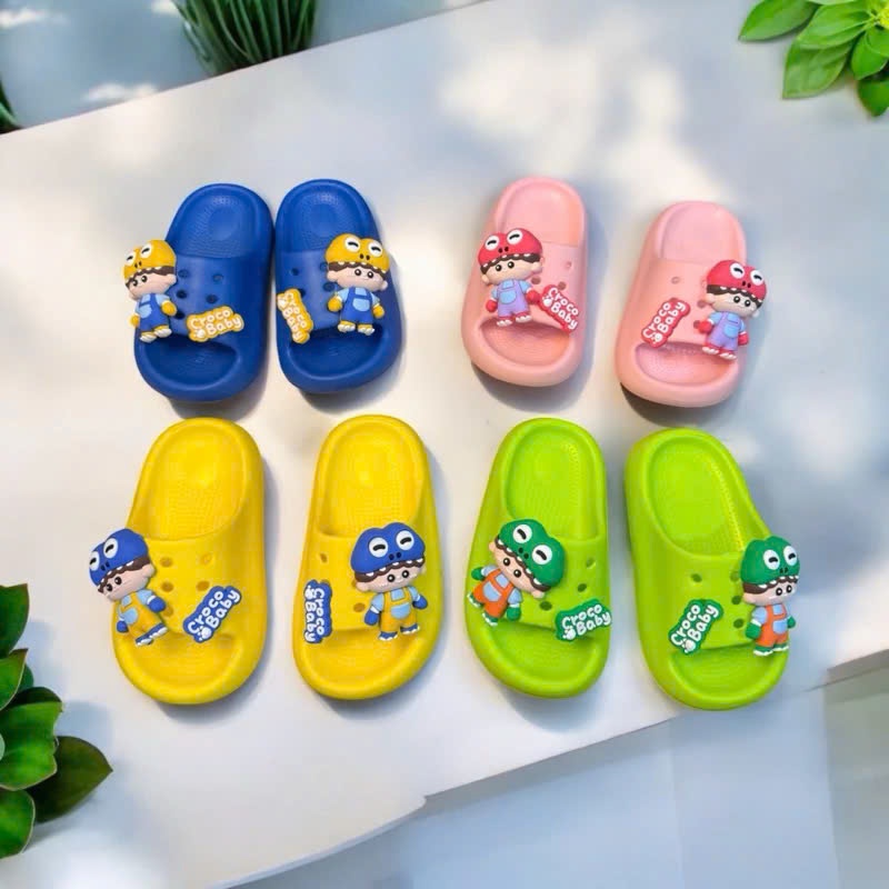 Dép bánh mì cho bé trai bé gái hoạt hình 3D nổi siêu đẹp croco baby