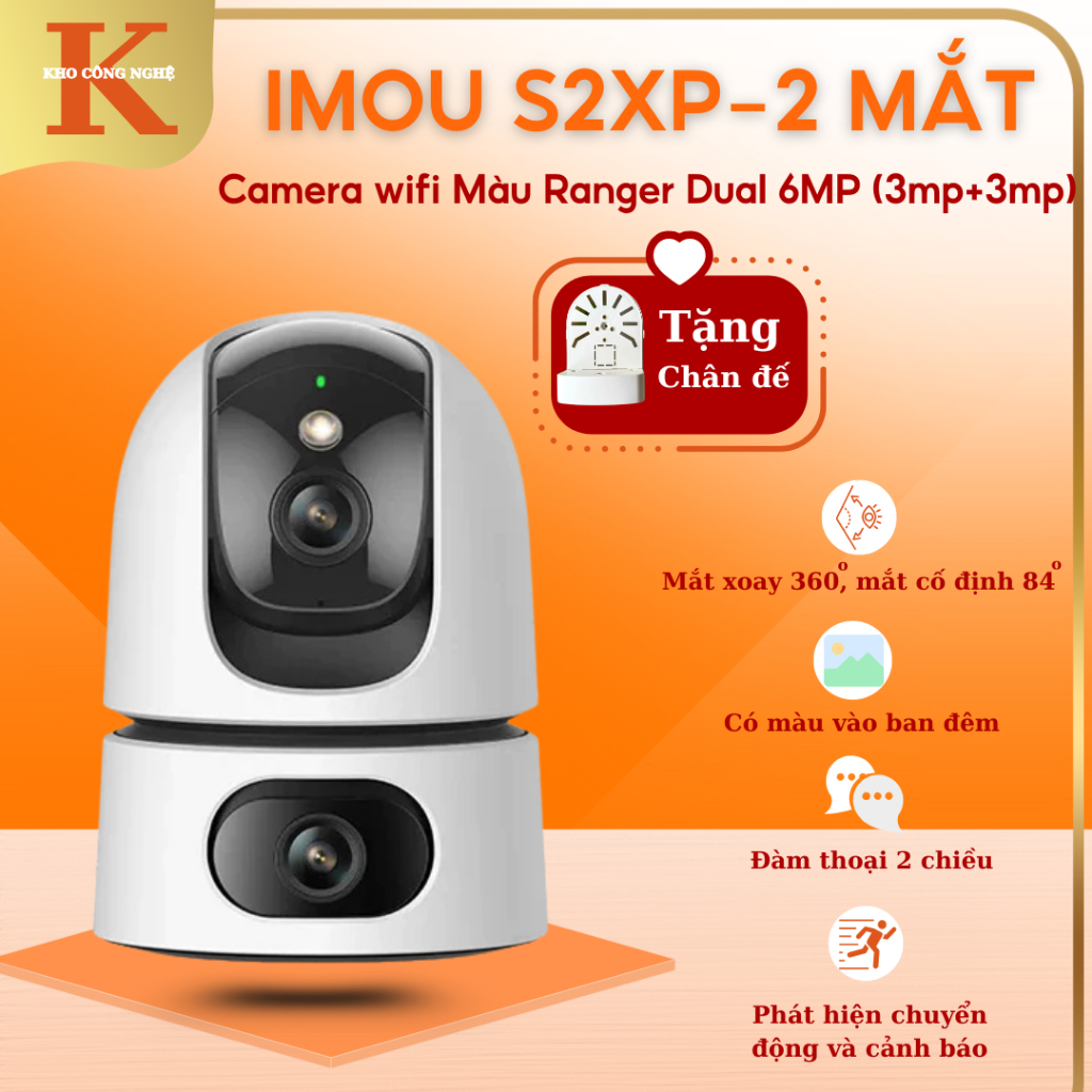 Camera Wifi trong nhà 2 mắt MOU Ranger Dual 6MP IPC-S2XP-6M0WED, phát ...