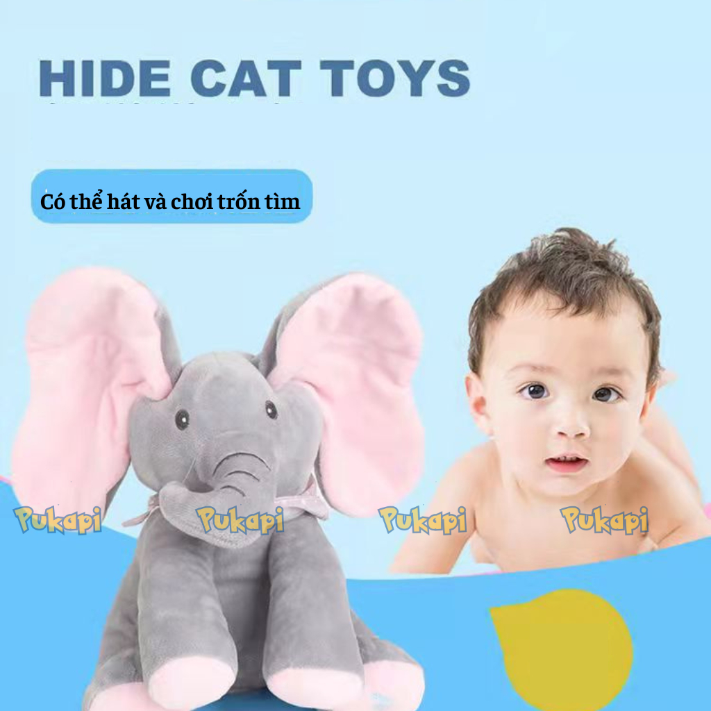 Thú Bông Con Voi Ú Òa Thỏ Ú Òa Dễ Thương Biết Hát Biết Vẫy Tai Voi Ú Òa Gấu Bông Cún Di Chuyển Phát Nhạc-Đồ Chơi PUKAPI