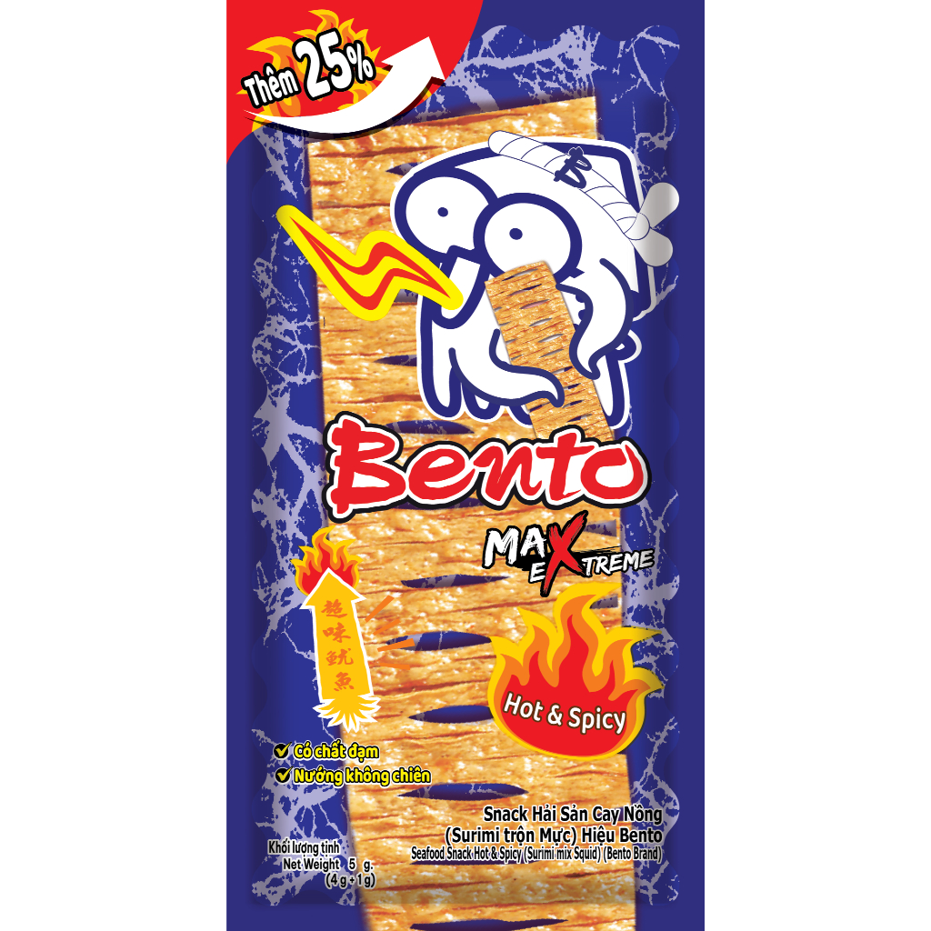 Ảnh Combo 4 Lốc Snack Mực Bento 4g (52 gói) - 2 Lốc Xanh + 2 Lốc Cam Tặng snack Thái Lan 20g 1