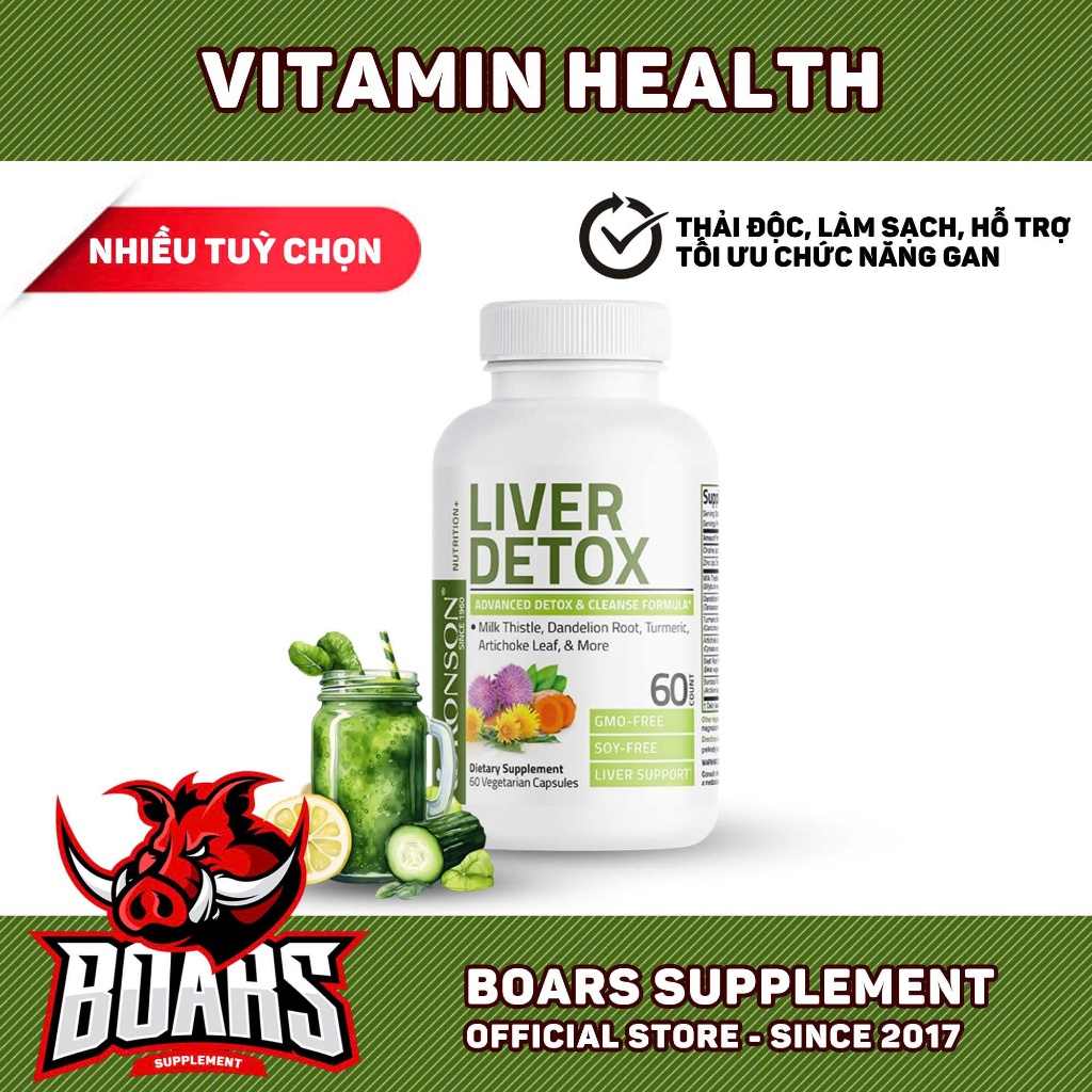 BRONSON LIVER & DETOX - VIÊN UỐNG THẢI ĐỘC GAN, BẢO VỆ GAN, CẢI THIỆN CHỨC NĂNG GAN, VIÊN THUẦN CHAY