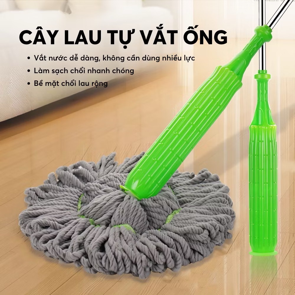 [ Hỏa Tốc ] Cây Lau Nhà Tự Vắt Cán Inox Có Thể Tháo Rời Bông Lau Thấm Hút Tốt Mẫu Mới