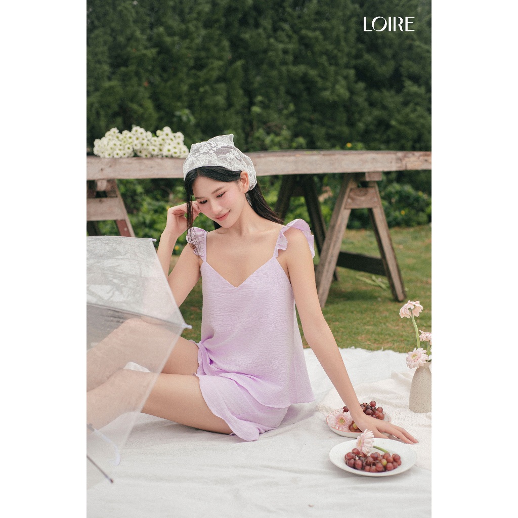 Bộ Đồ Ngủ 2 Dây Cánh Tiên Quần Nhún Bèo Chất Liệu Đũi Mềm Mát Loirechic 	BHDN20