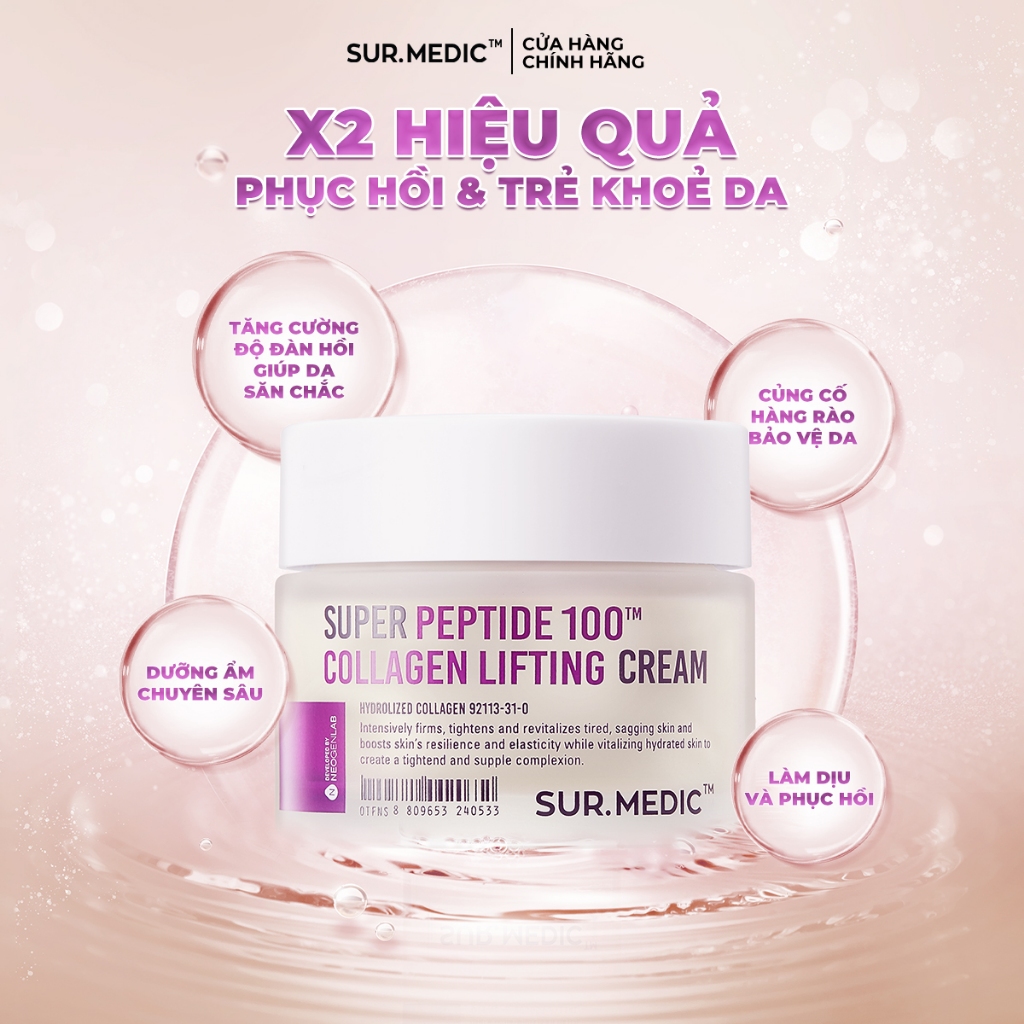 Ảnh Kem Dưỡng Phục Hồi và Trẻ Khoẻ Da SURMEDIC Super Peptide 100tm Collagen Lifting Cream 50ml 2