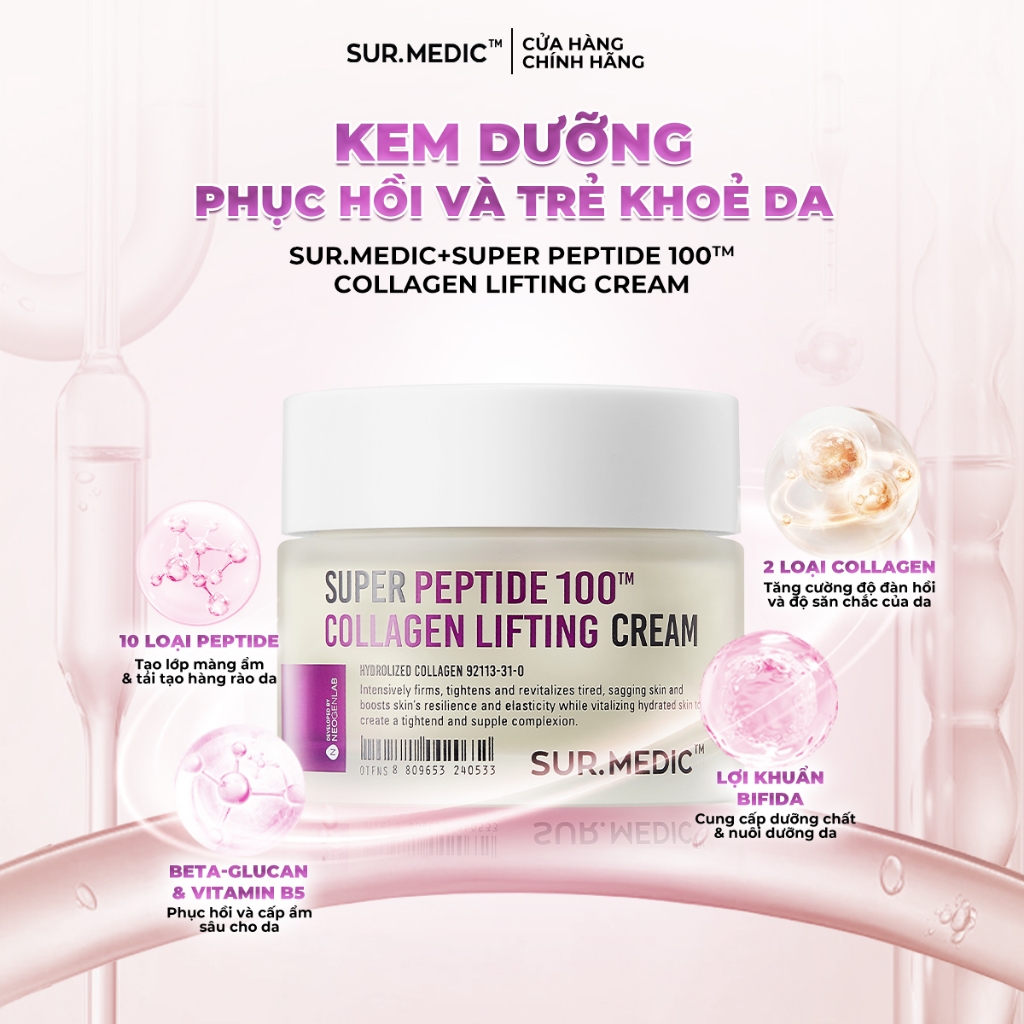 Ảnh Kem Dưỡng Phục Hồi và Trẻ Khoẻ Da SURMEDIC Super Peptide 100tm Collagen Lifting Cream 50ml 1