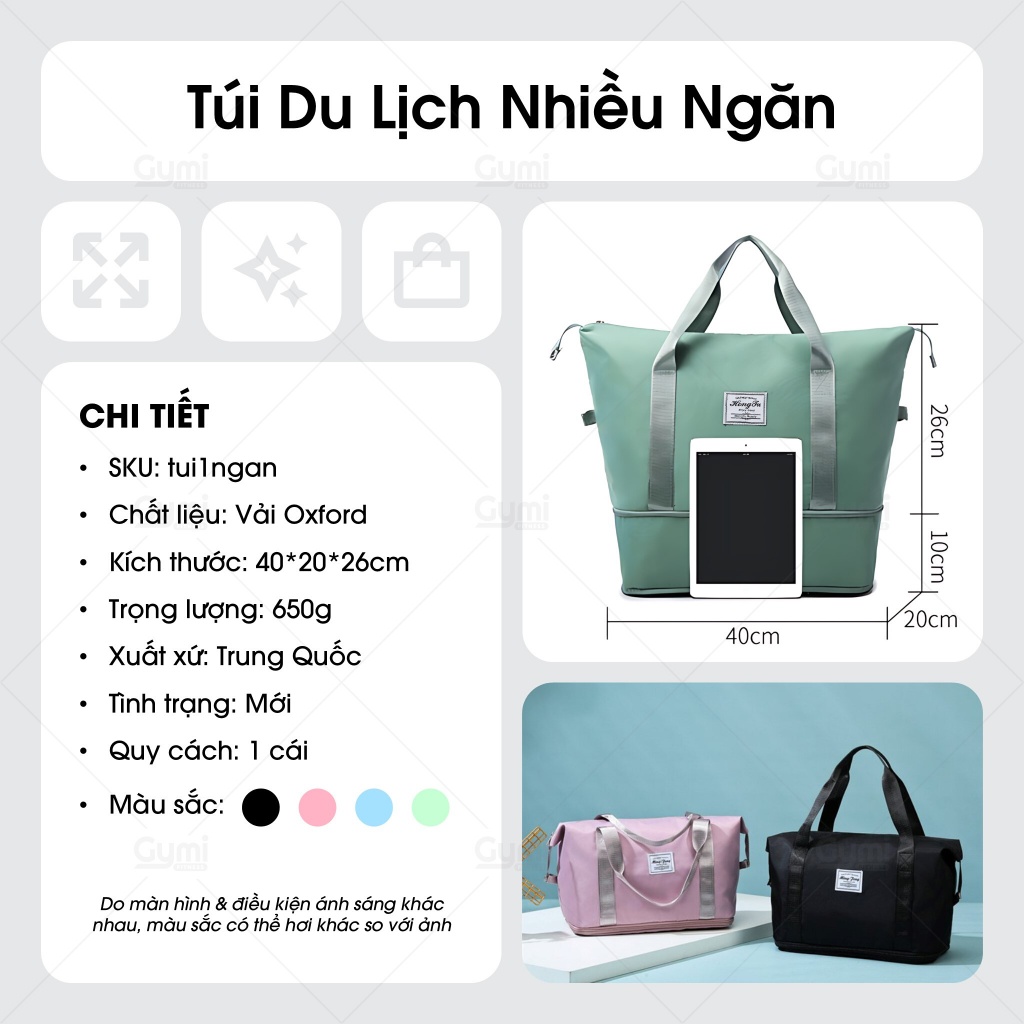 Túi Du Lịch Có Nhiều Ngăn Đựng, Túi Xách Du Lịch, Tập Gym Siêu Nhẹ Chống Thấm Nước - Tui1Ngan