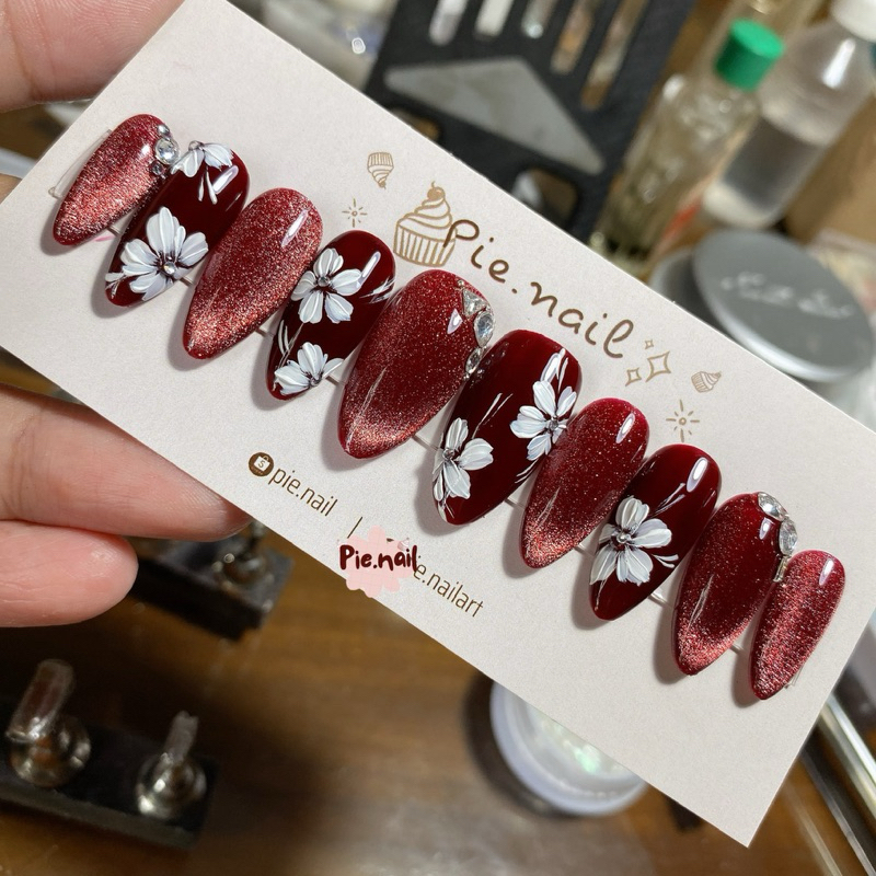 345. nailbox đỏ đô, mắt mèo đỏ