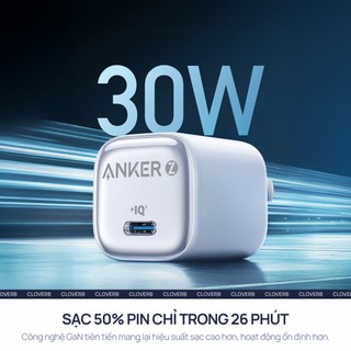 Củ Sạc Nhanh 30W Anker Zolo A2698 GaN Chân Gập Cổng USB-C cho iPhone iPad Macbook Air