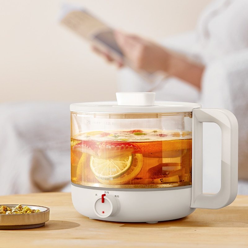 Nồi điện thủy tinh đa năng Deerma 1.2L - Nấu cơm, súp, lẩu, hấp, luộc, pha trà