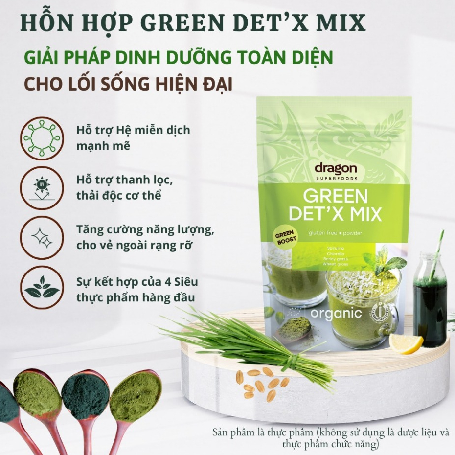 Bột green detox mix Dragon superfoods - Hỗn hợp xanh thải độc 200g