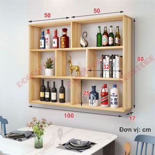 KỆ TREO TƯỜNG ĐỂ ĐỒ ĐA NĂNG, GIÁ SÁCH TREO TƯỜNG GỖ CÔNG NGHIỆP